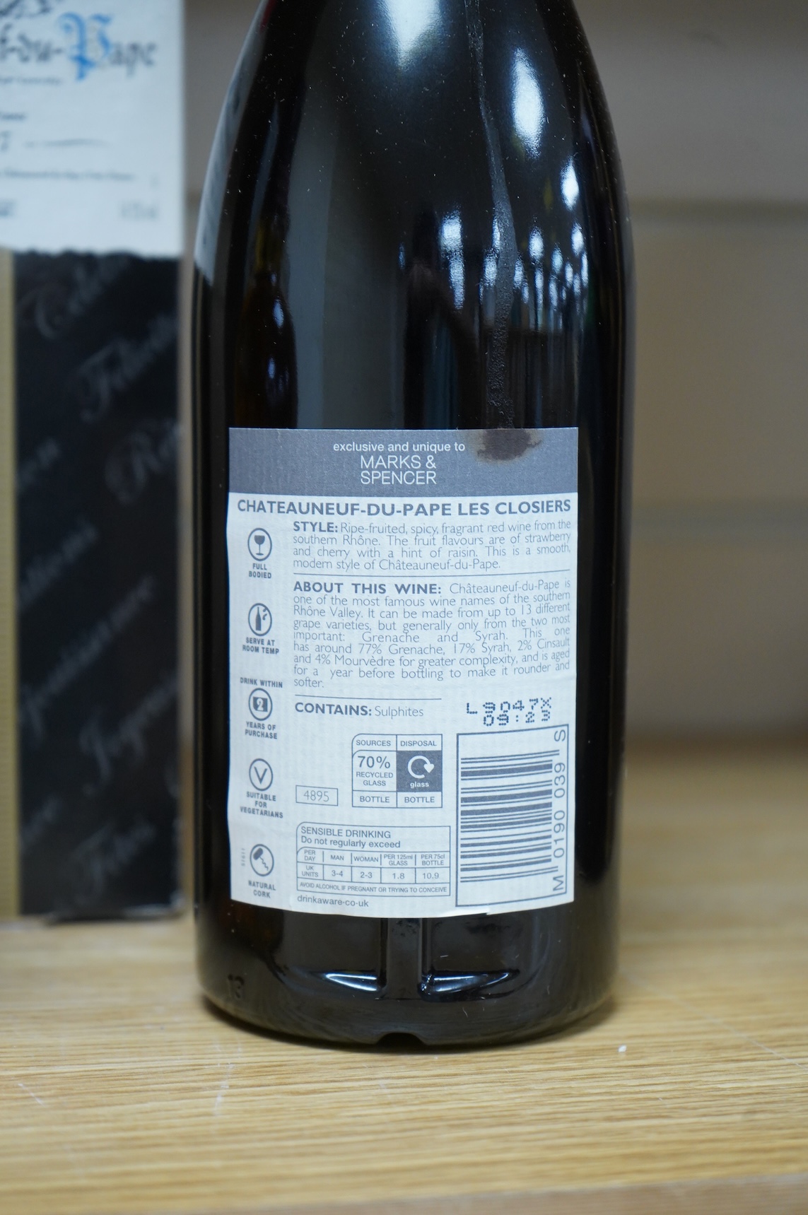 Three bottles of wine and spirits to include Chateauneuf De Pape, 2007 and Chivas Regal scotch whisky